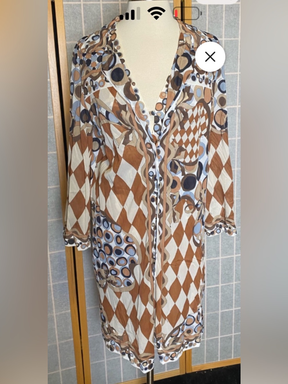 Emilio Pucci 1960s Harlequin & Circle
Pattern Bed Jacket Robe Duster Size M - Picture 2 of 2